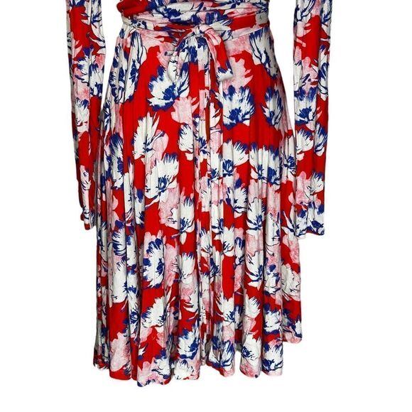 Yumi Kim Red Floral Running in Circles Midi Wrap Dress| Size S - Picture 4 of 8